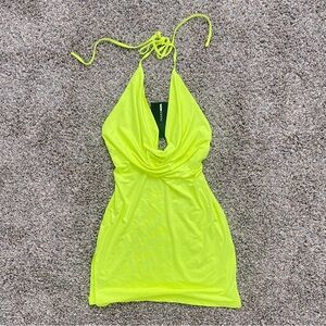 NWT FashionNova Neon Yellow Mini Kinley Dress Size M